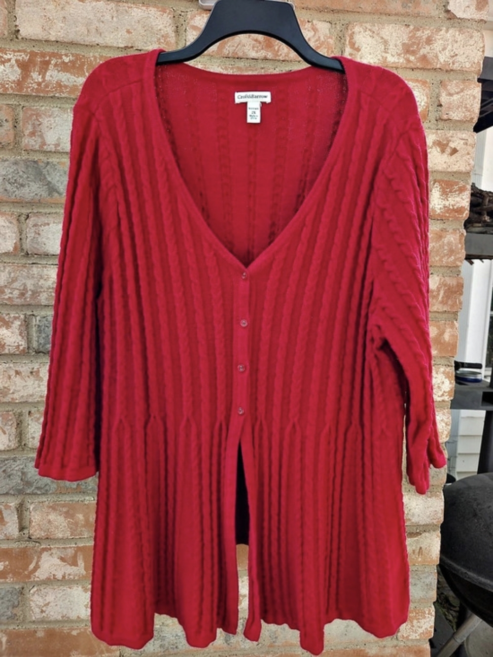 Croft & Barrow Cable Knit Cardigan in Red Size 2X Like New